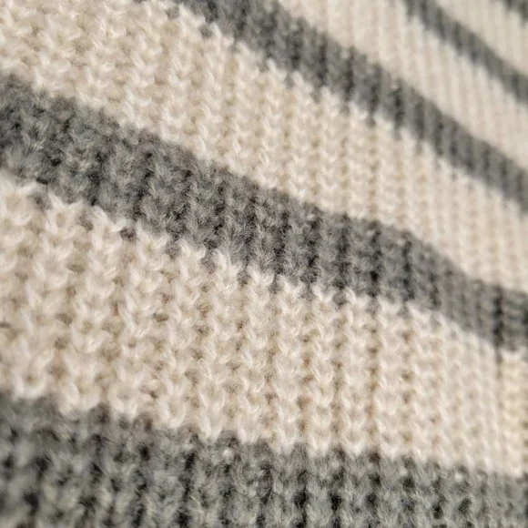 BEIGE/CREAM/GRAY STRIPPED TURTLENECK SWEATER FOR WOMEN - Picture 4 of 7